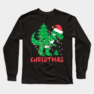 Tree Rex T-Rex Santa Claus Christmas Tree Xmas Gift Long Sleeve T-Shirt